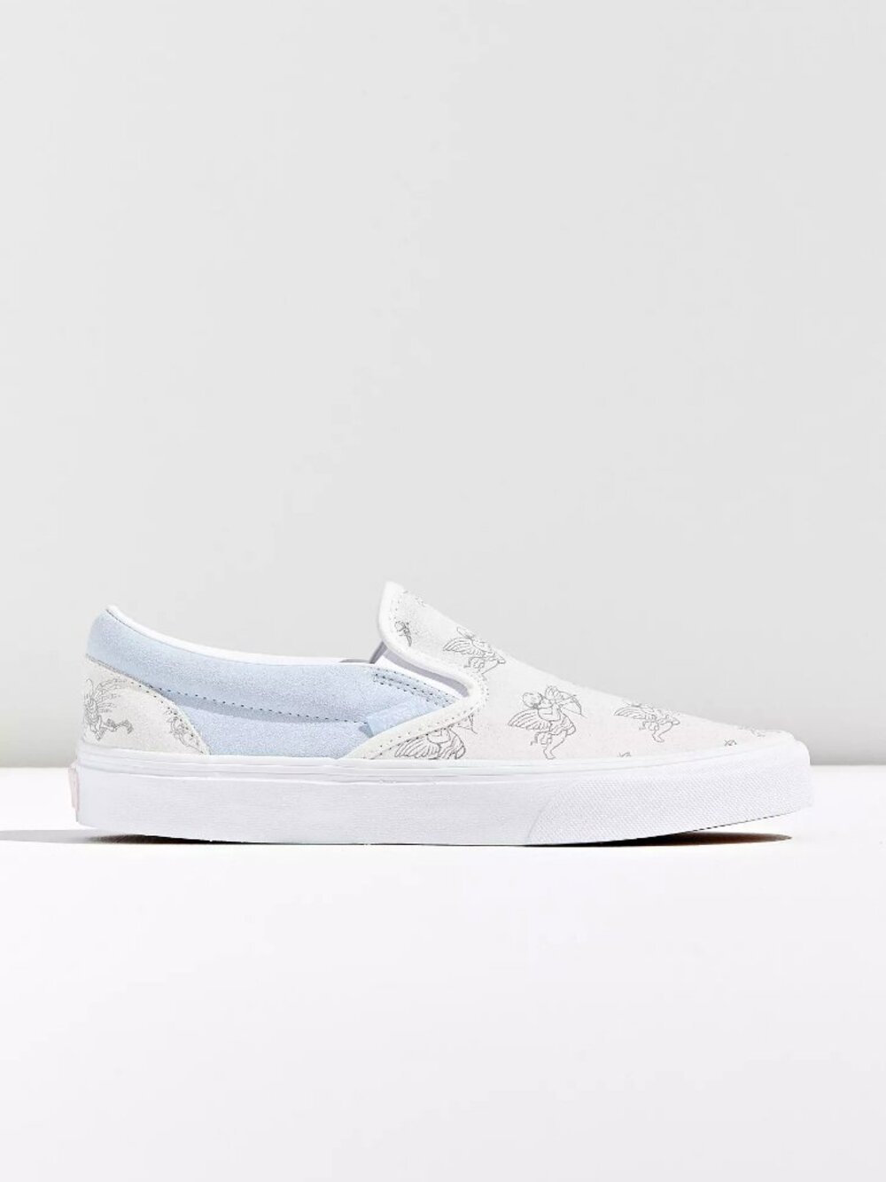 Vans Classic Slip On Sneakers Love You to Death Angel Skeleton Cream Unisex W 10